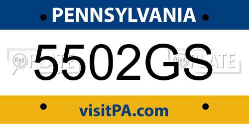 5502GS Pennsylvania License Plate