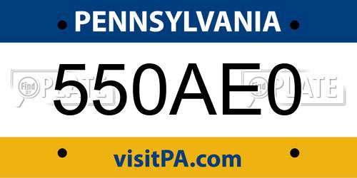 550AE0 Pennsylvania License Plate