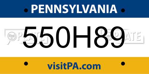 550H89 Pennsylvania License Plate