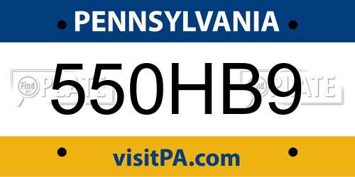 550HB9 Pennsylvania License Plate