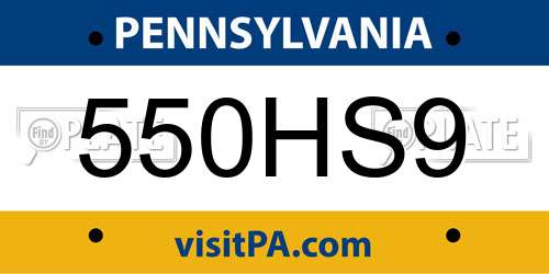 550HS9 Pennsylvania License Plate