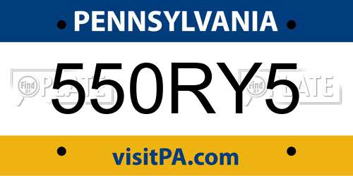 550RY5 Pennsylvania License Plate