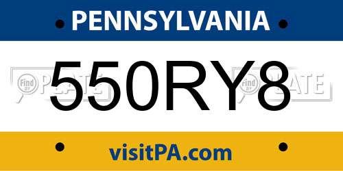 550RY8 Pennsylvania License Plate