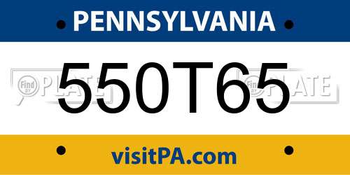 550T65 Pennsylvania License Plate