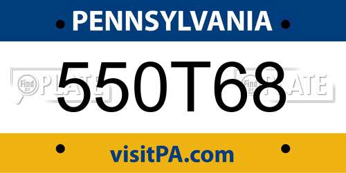 550T68 Pennsylvania License Plate