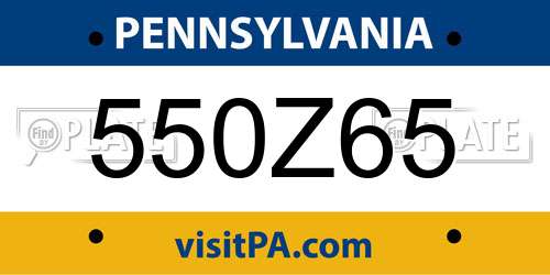 550Z65 Pennsylvania License Plate