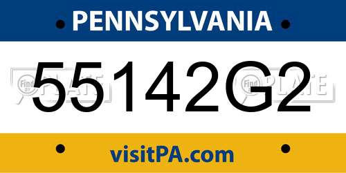 55142G2 Pennsylvania License Plate