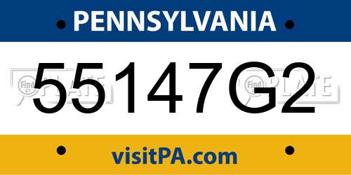 55147G2 Pennsylvania License Plate