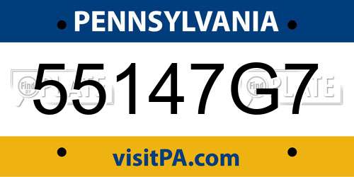55147G7 Pennsylvania License Plate