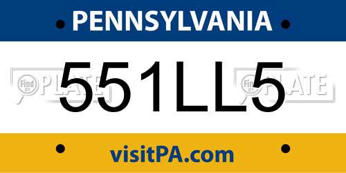 551LL5 Pennsylvania License Plate