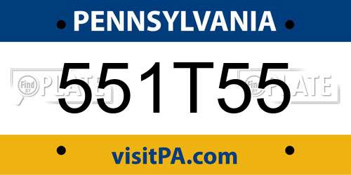551T55 Pennsylvania License Plate
