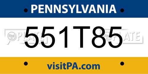 551T85 Pennsylvania License Plate