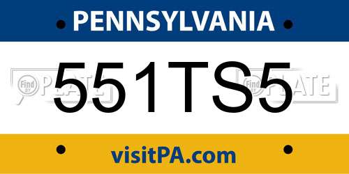 551TS5 Pennsylvania License Plate