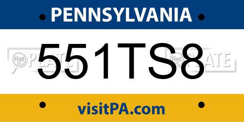 551TS8 Pennsylvania License Plate