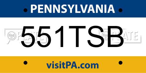 551TSB Pennsylvania License Plate