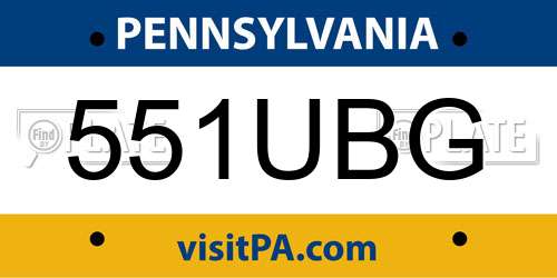 551UBG Pennsylvania License Plate