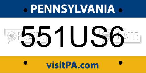 551US6 Pennsylvania License Plate