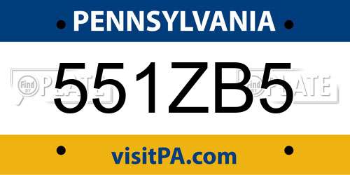 551ZB5 Pennsylvania License Plate