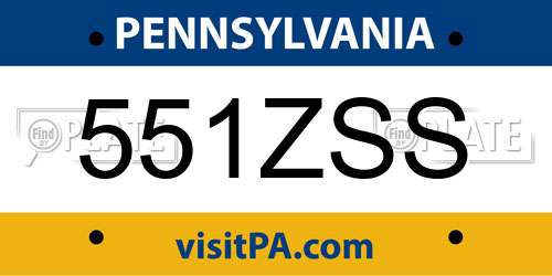 551ZSS Pennsylvania License Plate