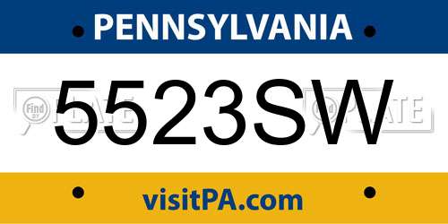 5523SW Pennsylvania License Plate