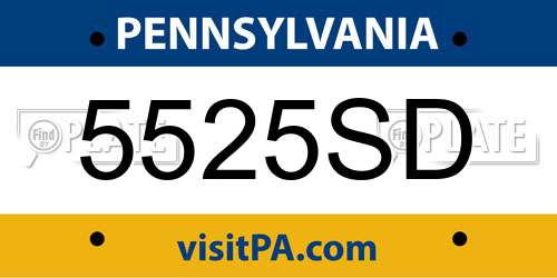 5525SD Pennsylvania License Plate