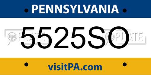 5525SO Pennsylvania License Plate