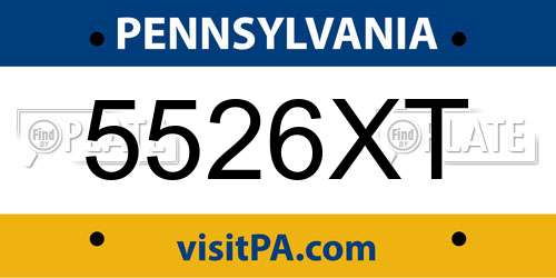5526XT Pennsylvania License Plate