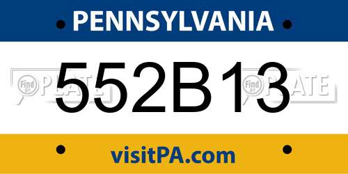 552B13 Pennsylvania License Plate