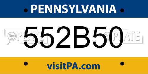 552B50 Pennsylvania License Plate
