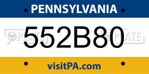 552B80 Pennsylvania License Plate