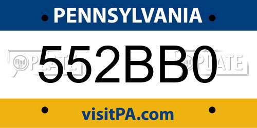 552BB0 Pennsylvania License Plate