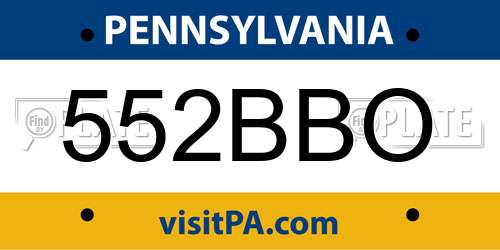 552BBO Pennsylvania License Plate