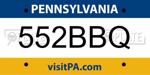 552BBQ Pennsylvania License Plate