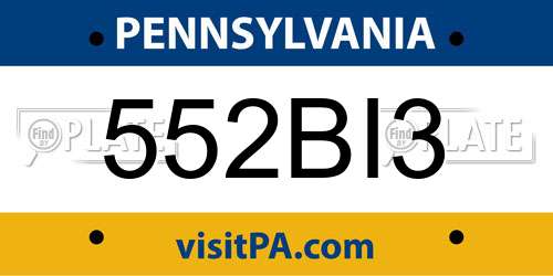 552BI3 Pennsylvania License Plate