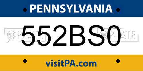 552BS0 Pennsylvania License Plate