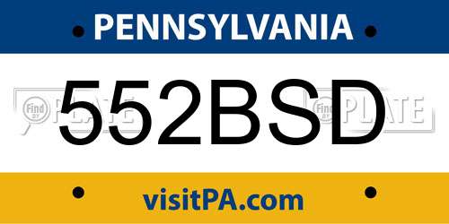 552BSD Pennsylvania License Plate
