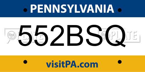 552BSQ Pennsylvania License Plate