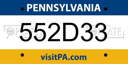 552D33 Pennsylvania License Plate