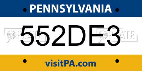 552DE3 Pennsylvania License Plate