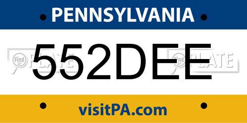 552DEE Pennsylvania License Plate