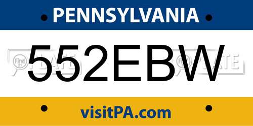552EBW Pennsylvania License Plate