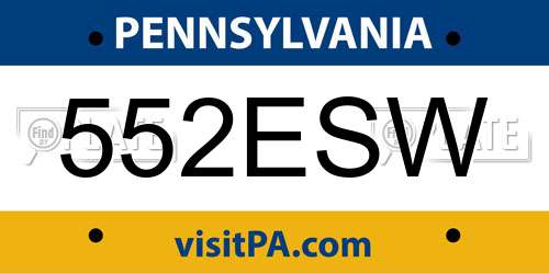 552ESW Pennsylvania License Plate