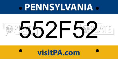 552F52 Pennsylvania License Plate