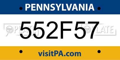 552F57 Pennsylvania License Plate