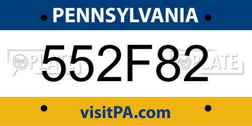 552F82 Pennsylvania License Plate