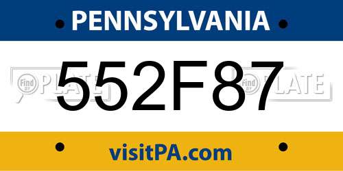 552F87 Pennsylvania License Plate