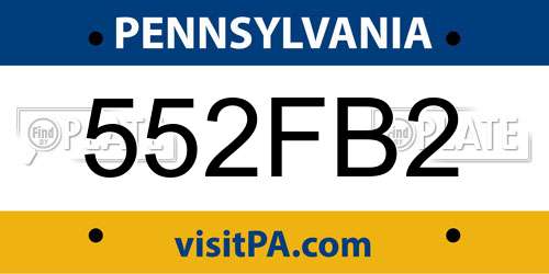 552FB2 Pennsylvania License Plate