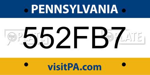 552FB7 Pennsylvania License Plate