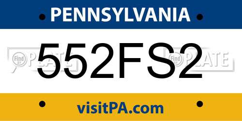 552FS2 Pennsylvania License Plate