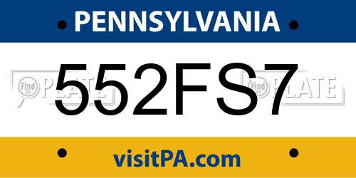 552FS7 Pennsylvania License Plate